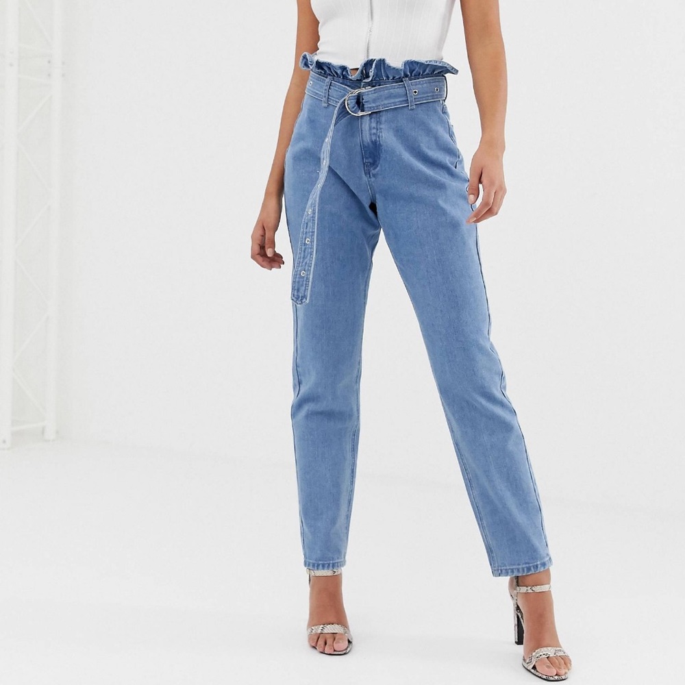 Missguided mom jeans high waist paper bag denim